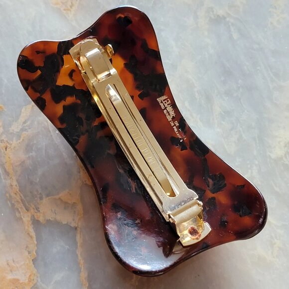 Vintage Alexandre de Paris Hand Made in France Faux Tortoise Shell Hair Clip - Picture 7 of 11